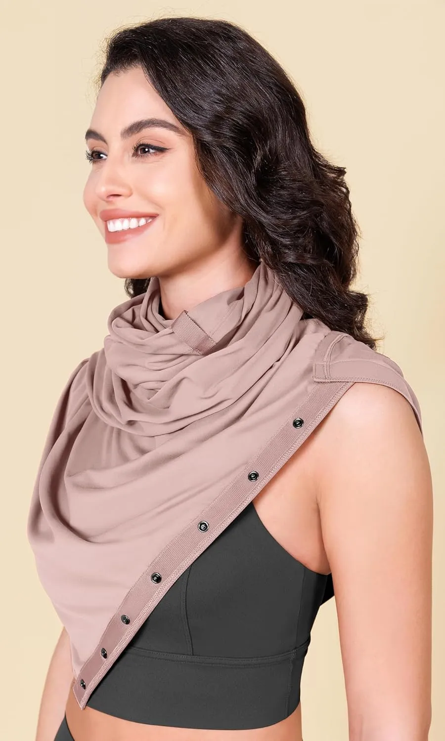 ODODOS Cloud Feeling Customizable Snap Scarf for Women, Casual Convertible Wrap Shawl Cape Cardigans