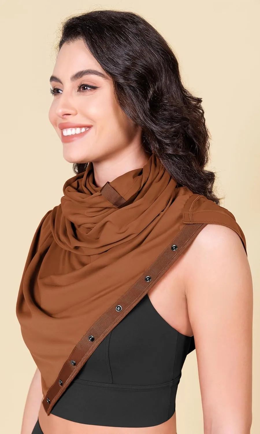 ODODOS Cloud Feeling Customizable Snap Scarf for Women, Casual Convertible Wrap Shawl Cape Cardigans