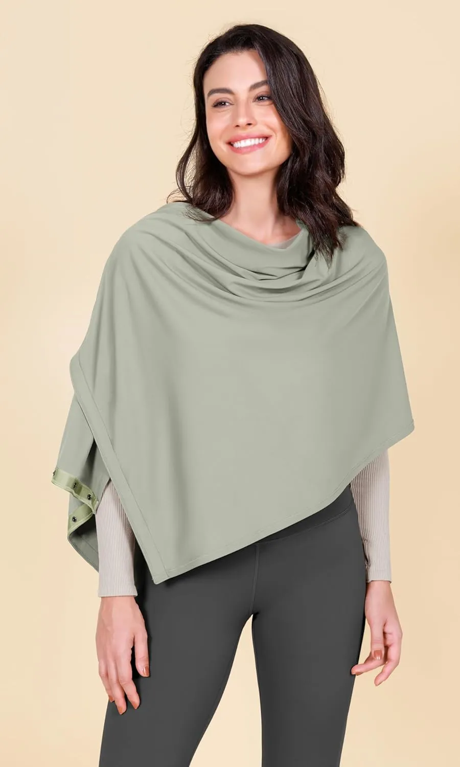 ODODOS Cloud Feeling Customizable Snap Scarf for Women, Casual Convertible Wrap Shawl Cape Cardigans