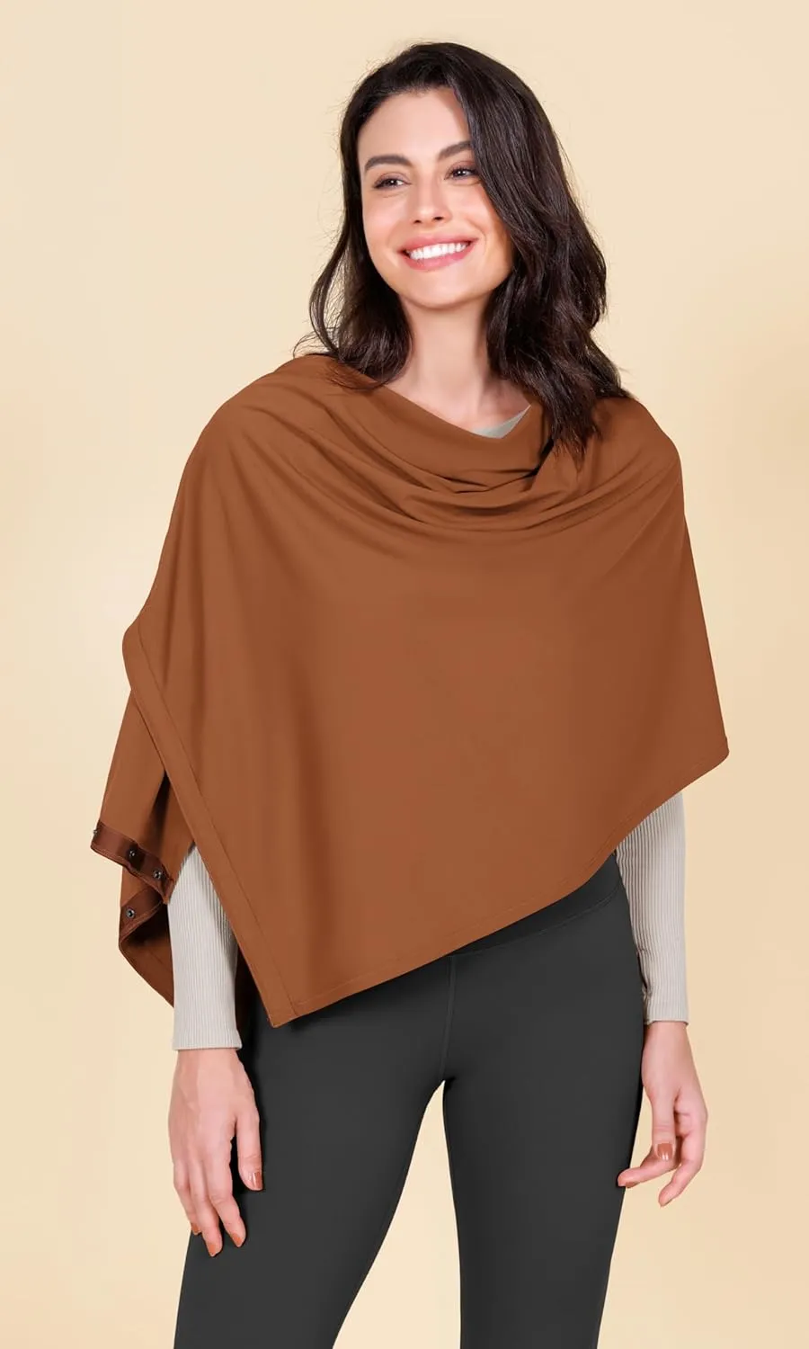 ODODOS Cloud Feeling Customizable Snap Scarf for Women, Casual Convertible Wrap Shawl Cape Cardigans