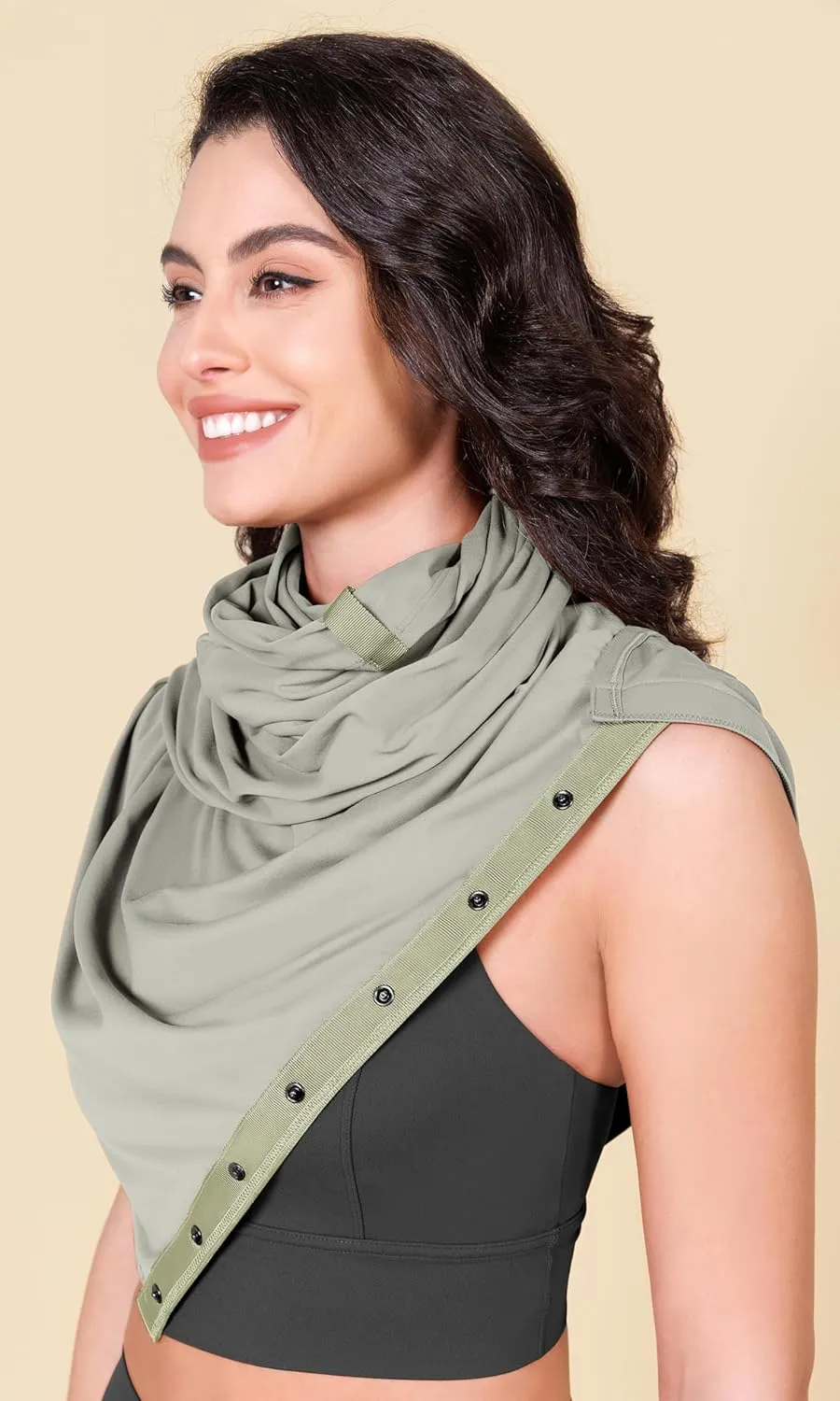 ODODOS Cloud Feeling Customizable Snap Scarf for Women, Casual Convertible Wrap Shawl Cape Cardigans