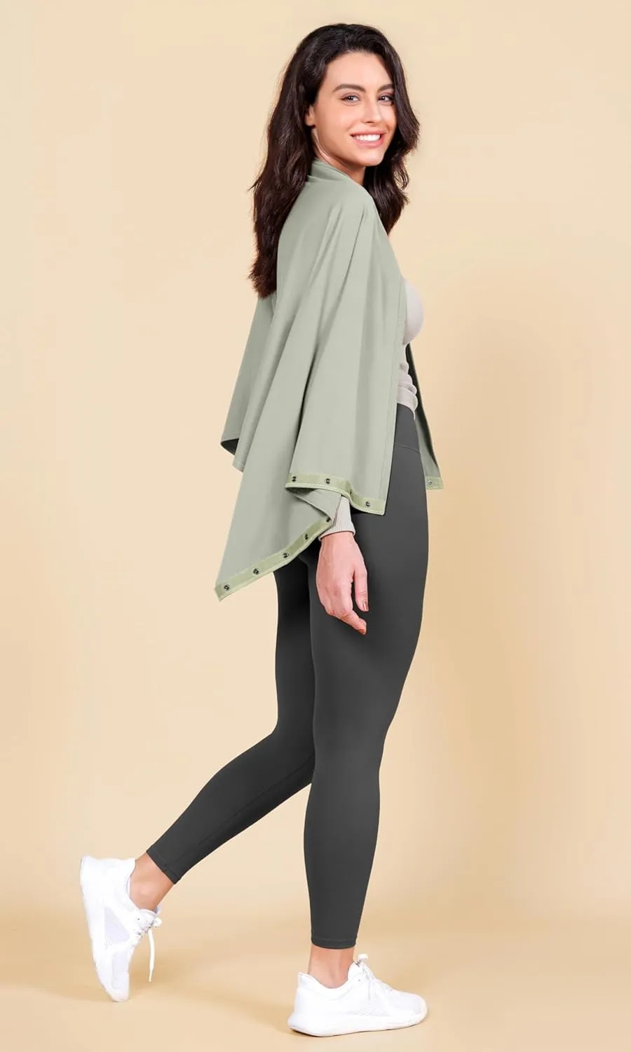 ODODOS Cloud Feeling Customizable Snap Scarf for Women, Casual Convertible Wrap Shawl Cape Cardigans
