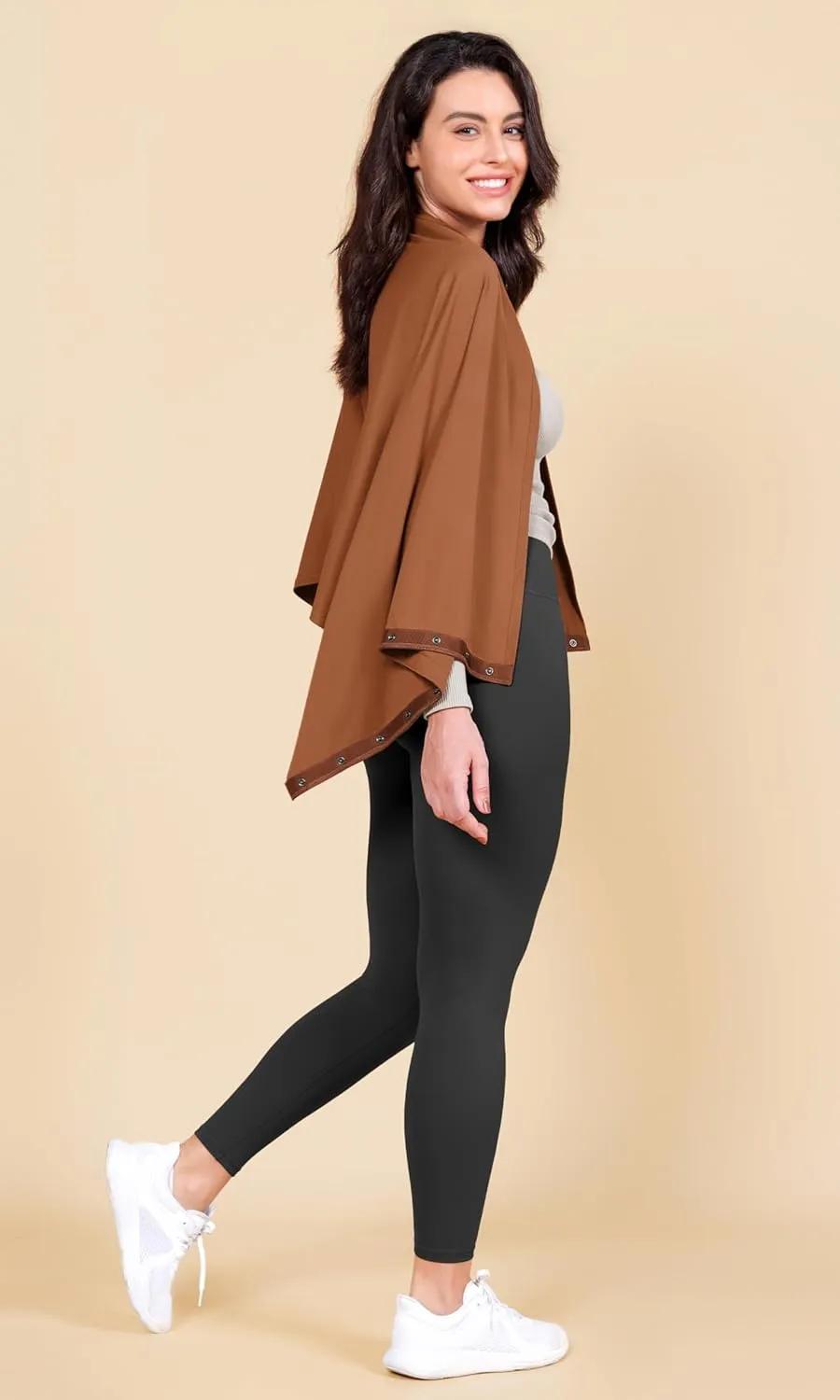 ODODOS Cloud Feeling Customizable Snap Scarf for Women, Casual Convertible Wrap Shawl Cape Cardigans