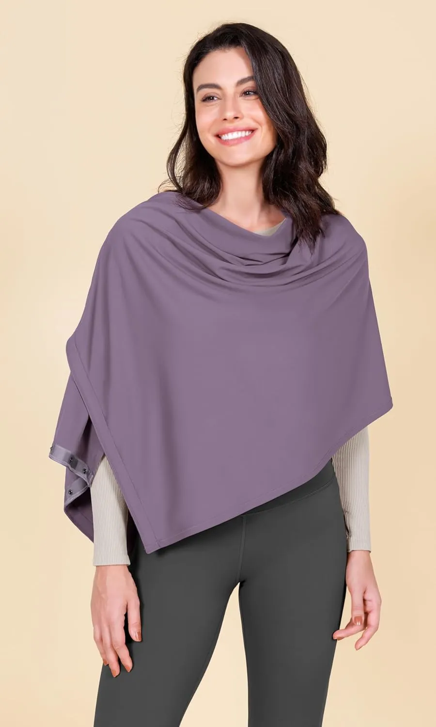 ODODOS Cloud Feeling Customizable Snap Scarf for Women, Casual Convertible Wrap Shawl Cape Cardigans