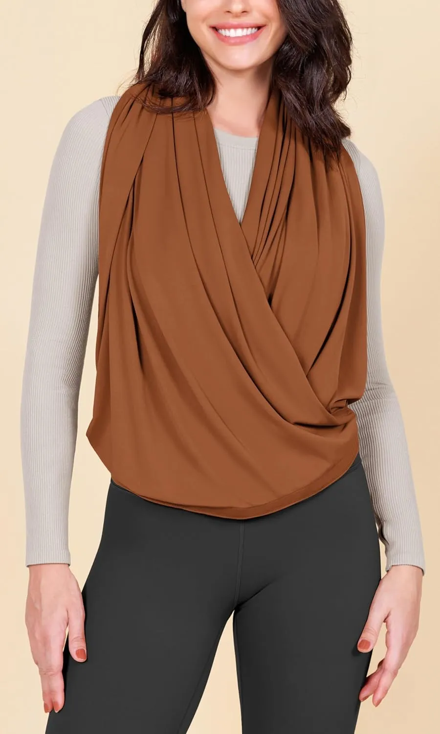 ODODOS Cloud Feeling Customizable Snap Scarf for Women, Casual Convertible Wrap Shawl Cape Cardigans