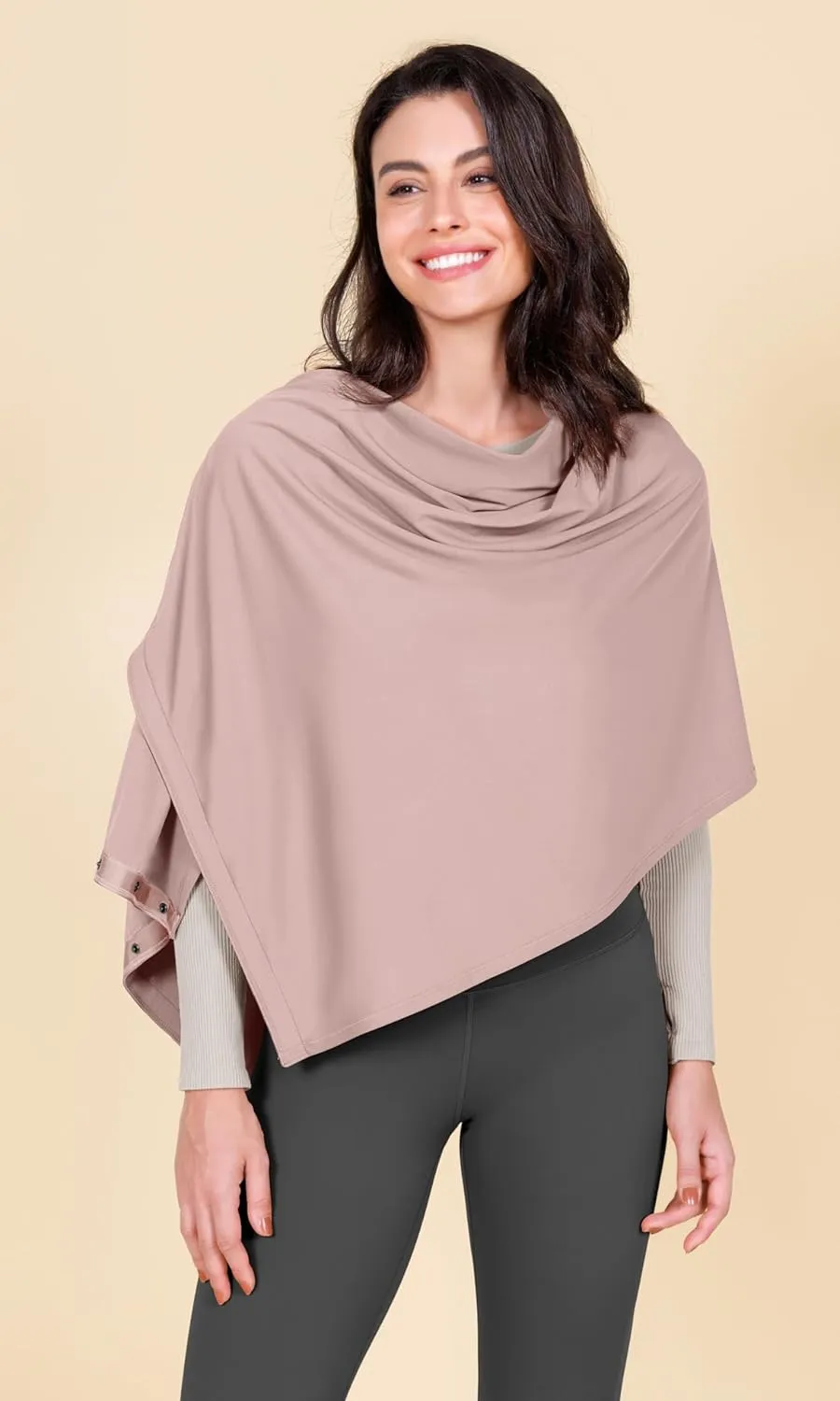 ODODOS Cloud Feeling Customizable Snap Scarf for Women, Casual Convertible Wrap Shawl Cape Cardigans