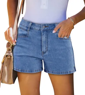 onlypuff Women Denim Shorts Cut Off Mid Rise Frayed Jean Shorts