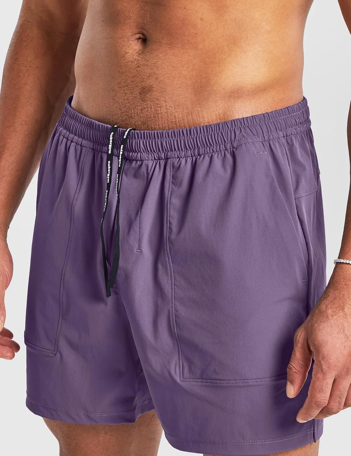 Ouber Men's Athletic Running Shorts Quick Dry Workout Shorts 5" Gym Shorts with Zip Pockets