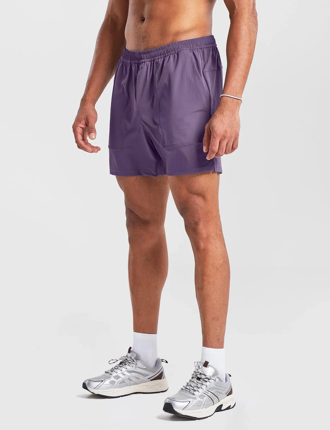 Ouber Men's Athletic Running Shorts Quick Dry Workout Shorts 5" Gym Shorts with Zip Pockets