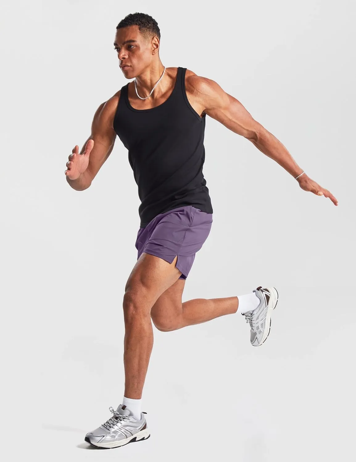 Ouber Men's Athletic Running Shorts Quick Dry Workout Shorts 5" Gym Shorts with Zip Pockets
