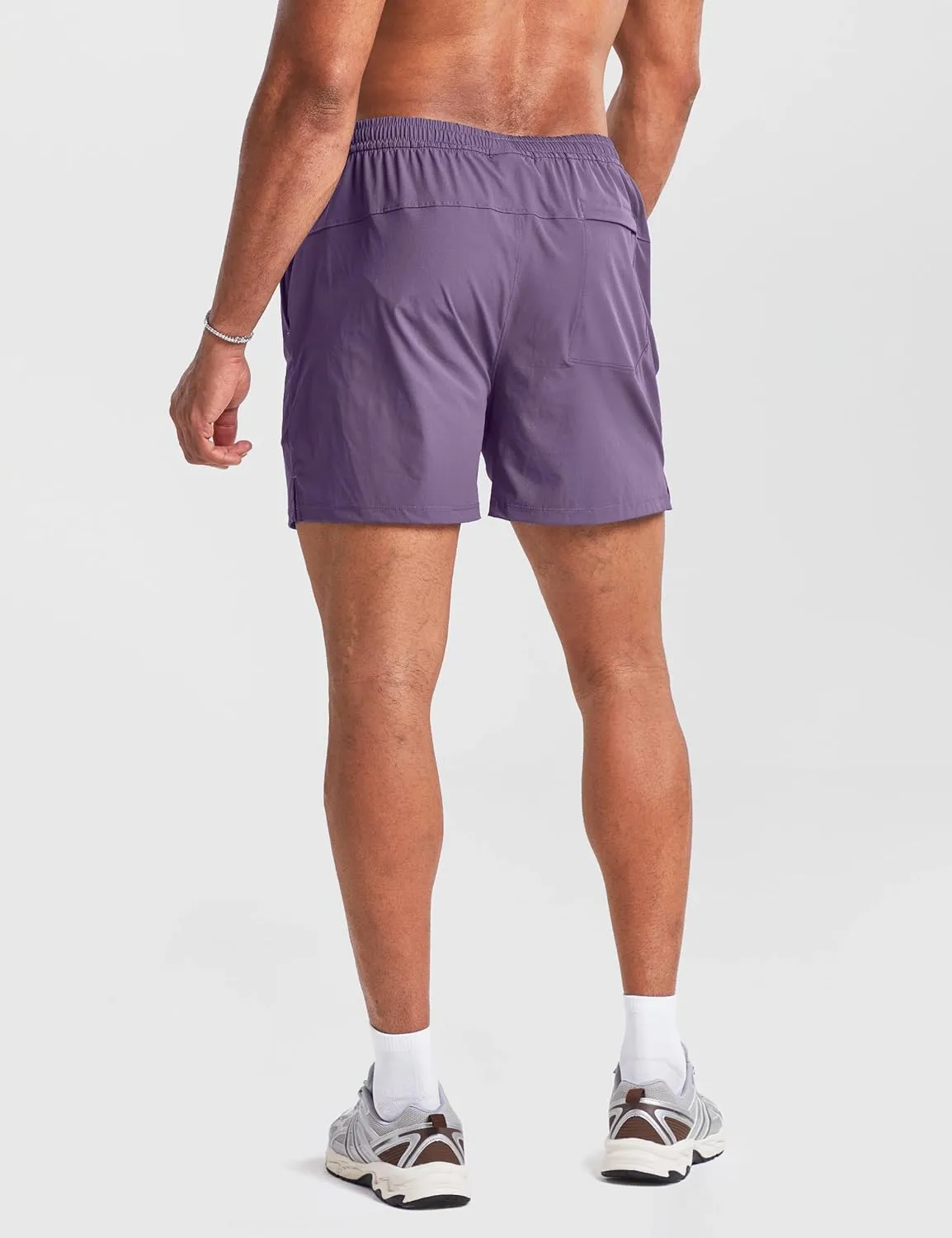 Ouber Men's Athletic Running Shorts Quick Dry Workout Shorts 5" Gym Shorts with Zip Pockets