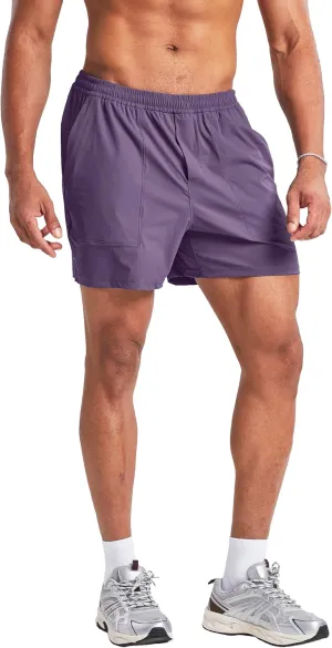 Ouber Men's Athletic Running Shorts Quick Dry Workout Shorts 5" Gym Shorts with Zip Pockets