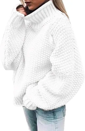 Oversized Sweaters for Women Loose Long Sleeve Pullovers Top Turtle Neck Plus Size Sweaters Chunky Knit Sweater