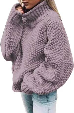 Oversized Sweaters for Women Loose Long Sleeve Pullovers Top Turtle Neck Plus Size Sweaters Chunky Knit Sweater