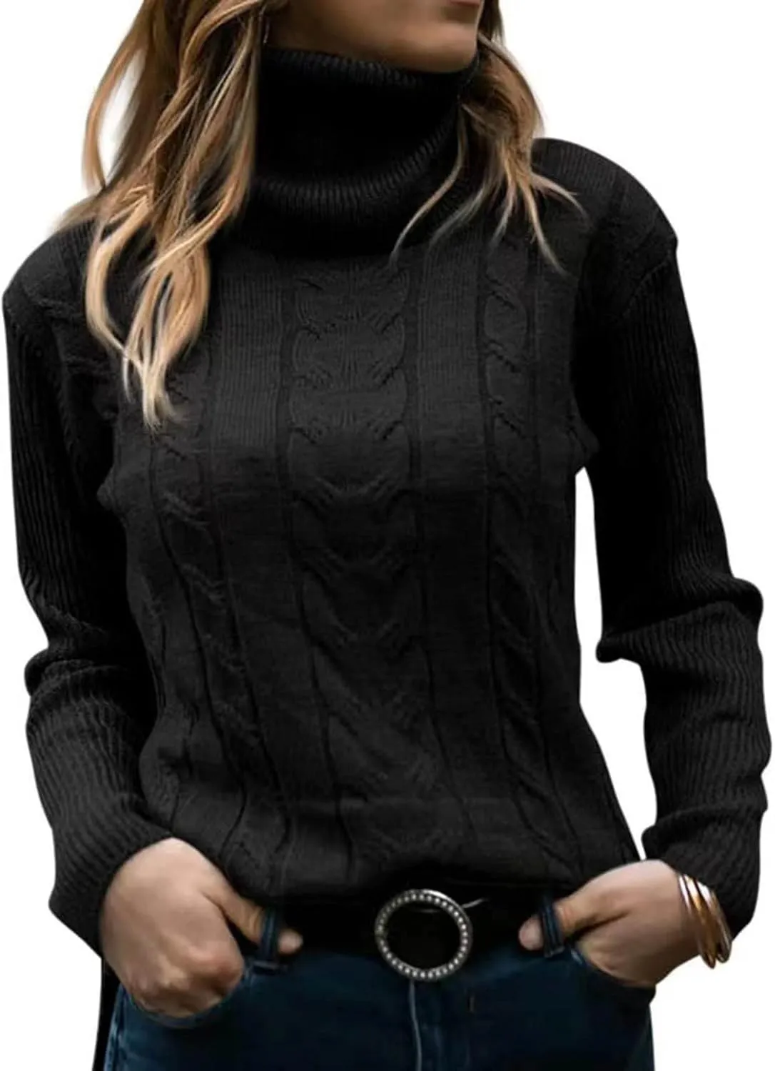 Oversized Sweaters for Women Turtleneck Lightweight Sweaters for Women Long Sleeve Tops for Women Loose Fit Womens