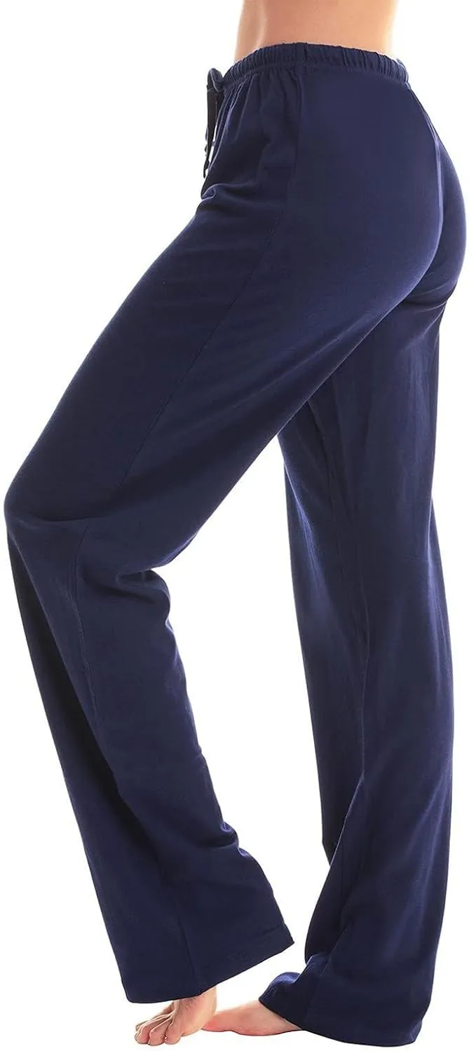 Pants for Women Casual High Waist Drawstring Elastic Waist Pants Lightweight Comfy Straight Leg Pant Loose Fit Trousers