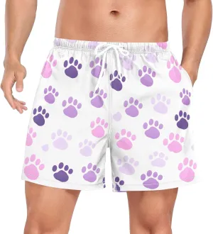 Paw Cute Mens Athletic Shorts Quick Dry Summer Beach Wear Exercise Shorts