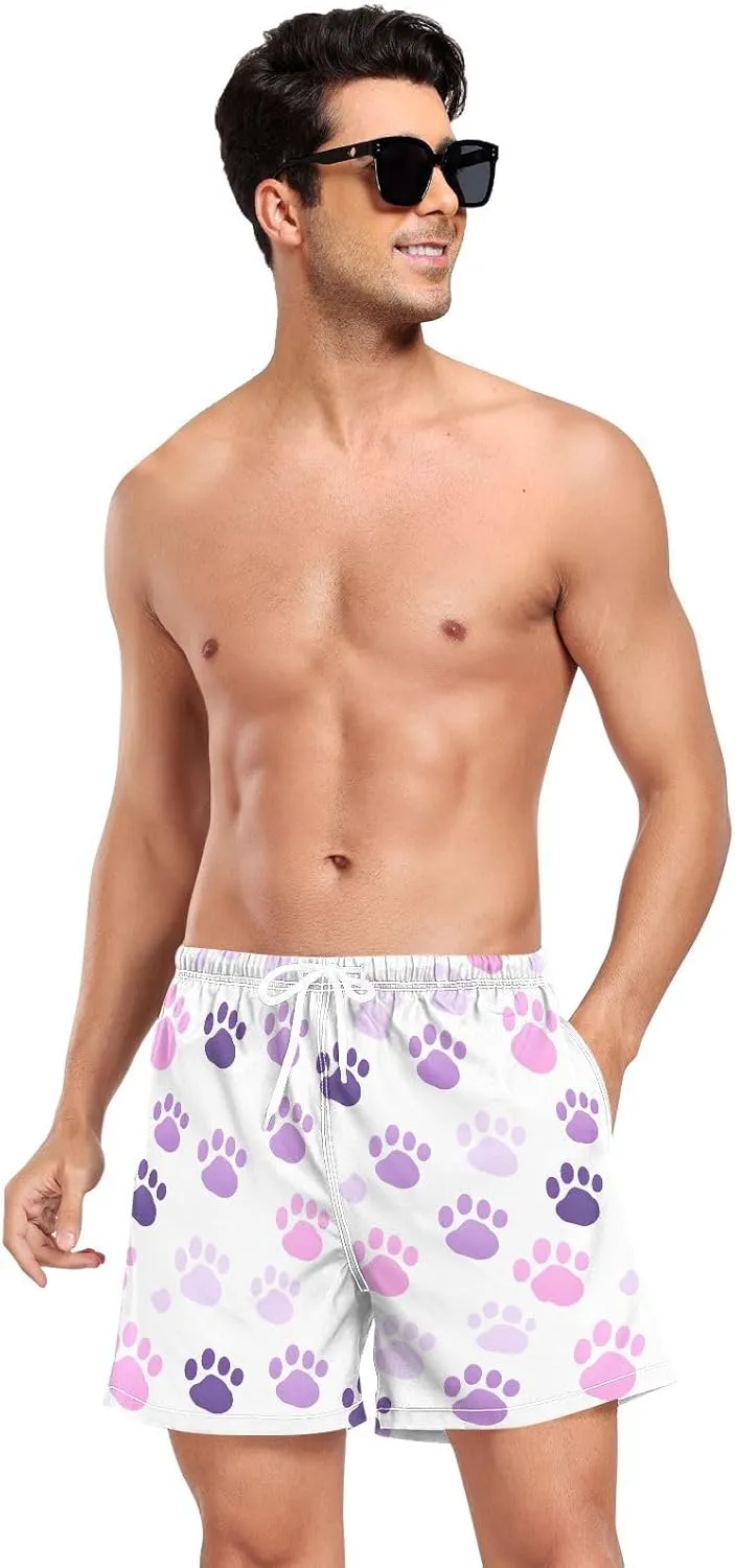 Paw Cute Mens Athletic Shorts Quick Dry Summer Beach Wear Exercise Shorts