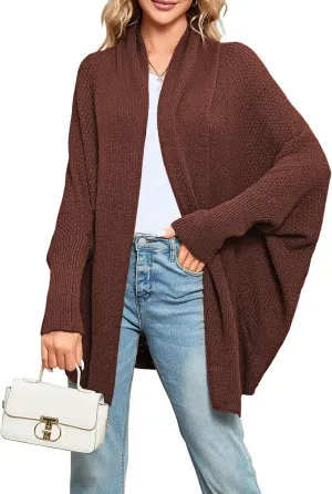 Pink Queen Cardigan Sweaters for Women Oversized Chunky Kimono Slouchy Wrap Batwing Sleeve Open Front Outwear Coat