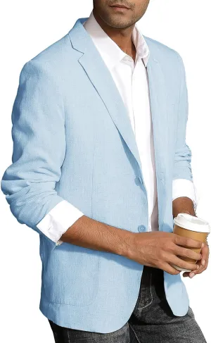PJ Paul Jones Men's Slim Fit Lightweight Linen Jacket Tailored Blazer Sport Coat