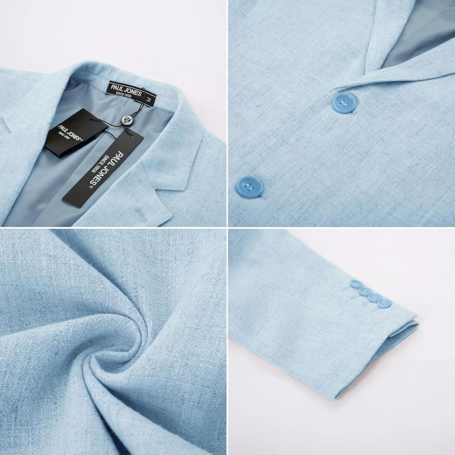 PJ Paul Jones Men's Slim Fit Lightweight Linen Jacket Tailored Blazer Sport Coat