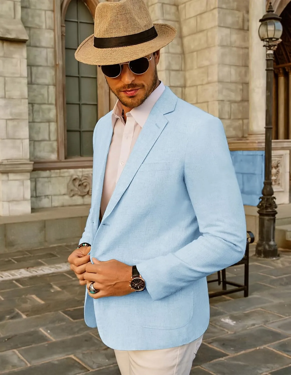 PJ Paul Jones Men's Slim Fit Lightweight Linen Jacket Tailored Blazer Sport Coat