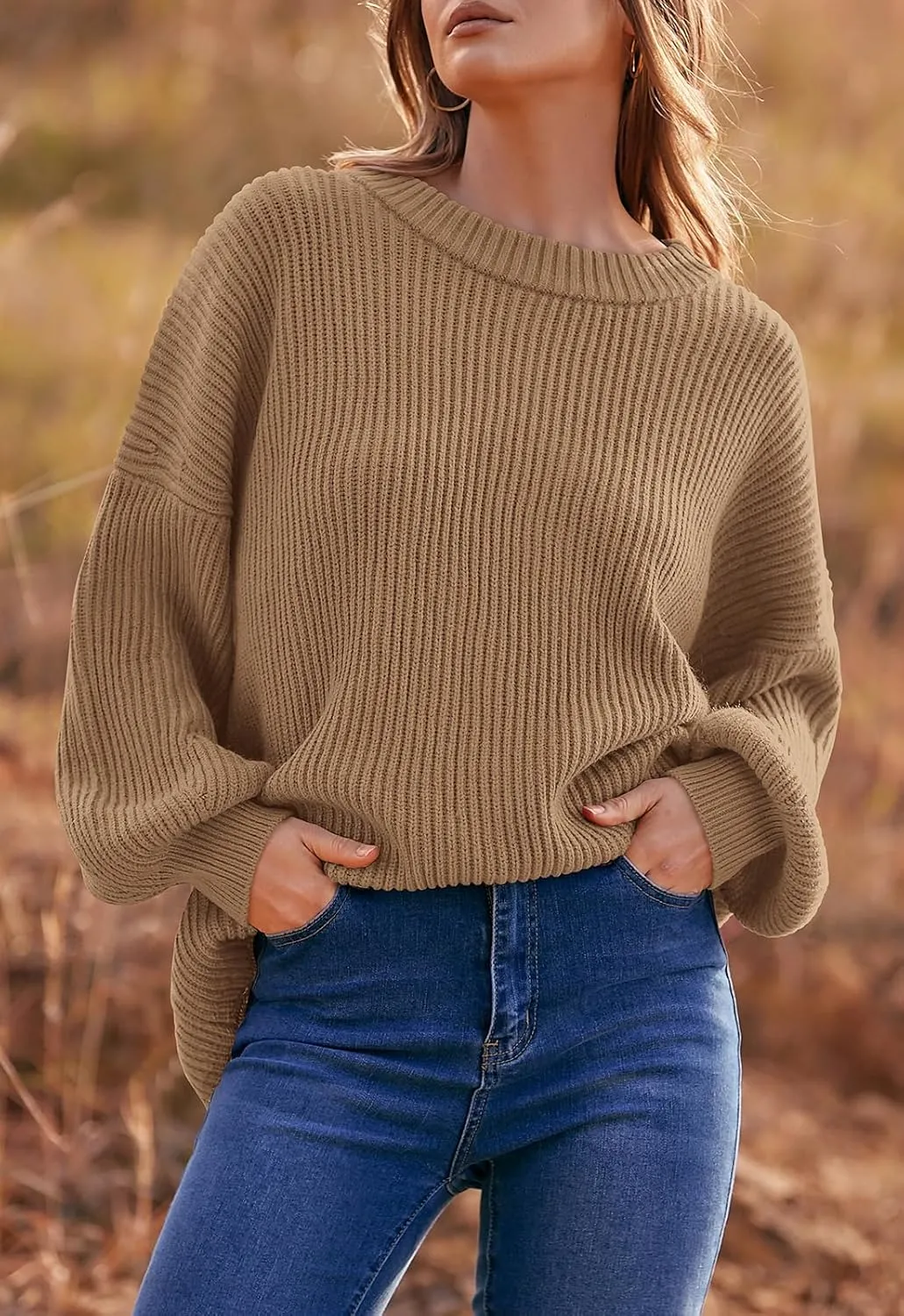 PRETTYGARDEN Womens Sweaters Fall 2025 Oversized Chunky Knitted Pullover Sweater Casual Long Sleeve Crewneck Cute Sweaters