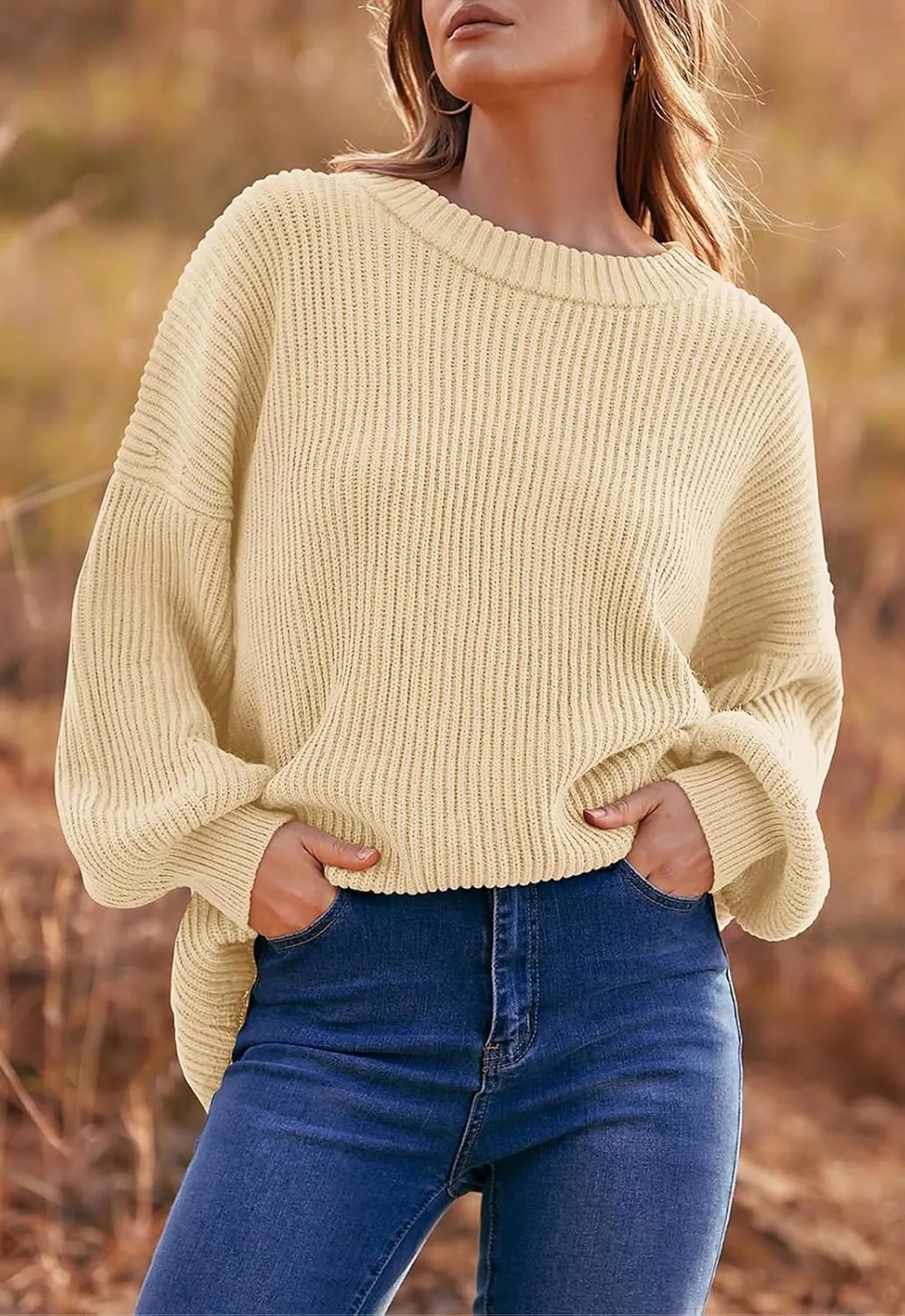 PRETTYGARDEN Womens Sweaters Fall 2025 Oversized Chunky Knitted Pullover Sweater Casual Long Sleeve Crewneck Cute Sweaters