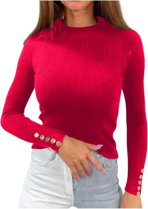 Pull Over Sweaters Womens Solid Color Crewneck Pullover Fall Clothes for Women 2024 Cable Knit Sweater Tight Fit