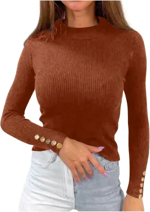 Pull Over Sweaters Womens Solid Color Crewneck Pullover Fall Clothes for Women 2024 Cable Knit Sweater Tight Fit
