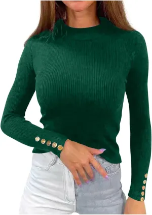 Pull Over Sweaters Womens Solid Color Crewneck Pullover Fall Clothes for Women 2024 Cable Knit Sweater Tight Fit