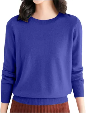 Pullover Sweaters for Women Solid Basic Long Sleeve Pullovers Top Crewneck Plus Size Sweater Chunky Sweater S-3XL