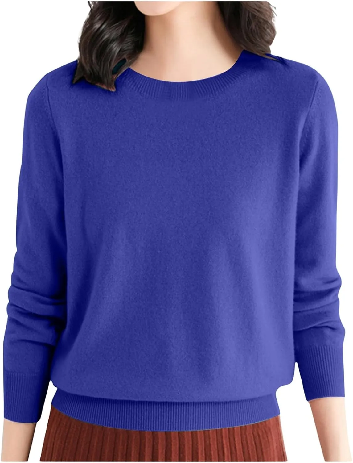 Pullover Sweaters for Women Solid Basic Long Sleeve Pullovers Top Crewneck Plus Size Sweater Chunky Sweater S-3XL