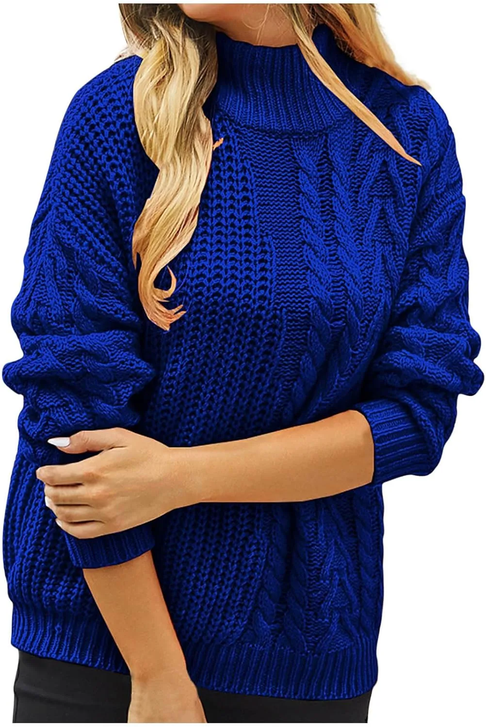 Pullover Sweaters for Women Trendy Cable Knit Tops Women's Fall Clothes Plus Size Turtleneck Oversized Sweater