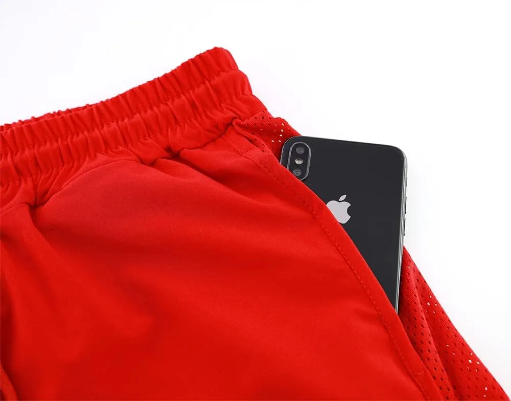 Rexcyril Men's Running Workout Shorts Quick Dry Gym Bodybuilding Athletic Shorts with Pockets