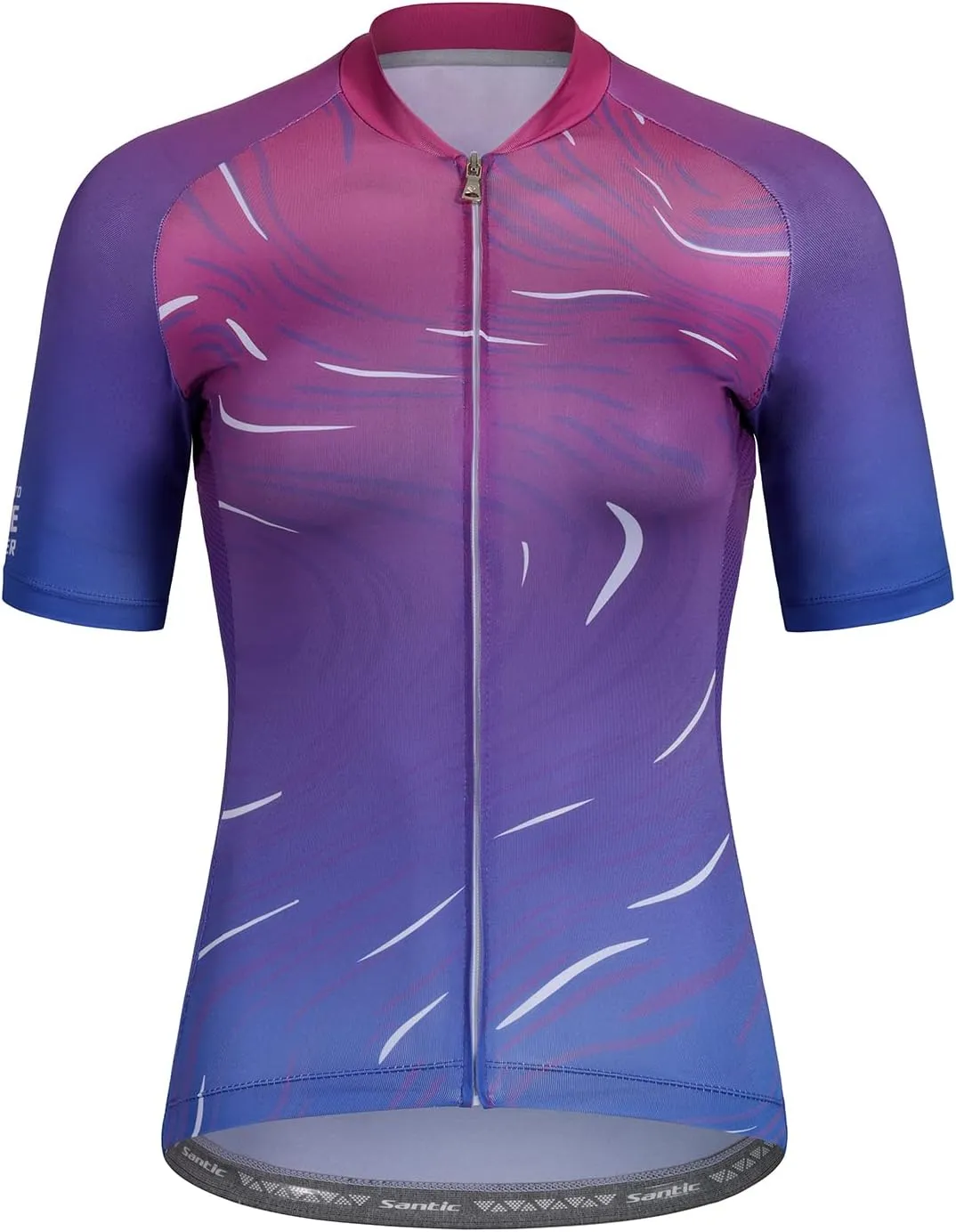 Santic Cycling Jersey Women's Shorts Sleeve Tops Bike Shirts Bicycle Jacket Full Zip with Pockets Andrea