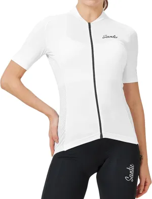 Santic Cycling Jersey Women's Shorts Sleeve Tops Bike Shirts Bicycle Jacket Full Zip with Pockets Andrea