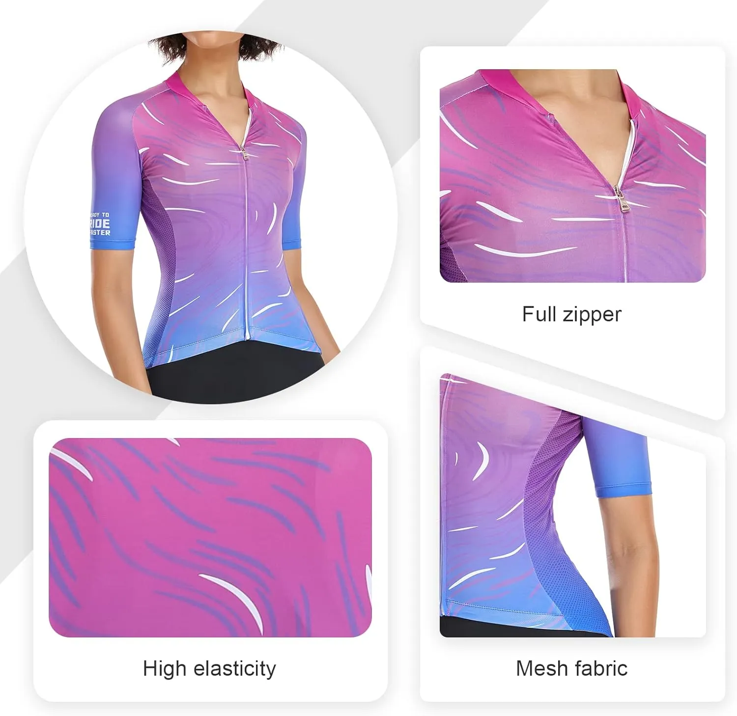 Santic Cycling Jersey Women's Shorts Sleeve Tops Bike Shirts Bicycle Jacket Full Zip with Pockets Andrea