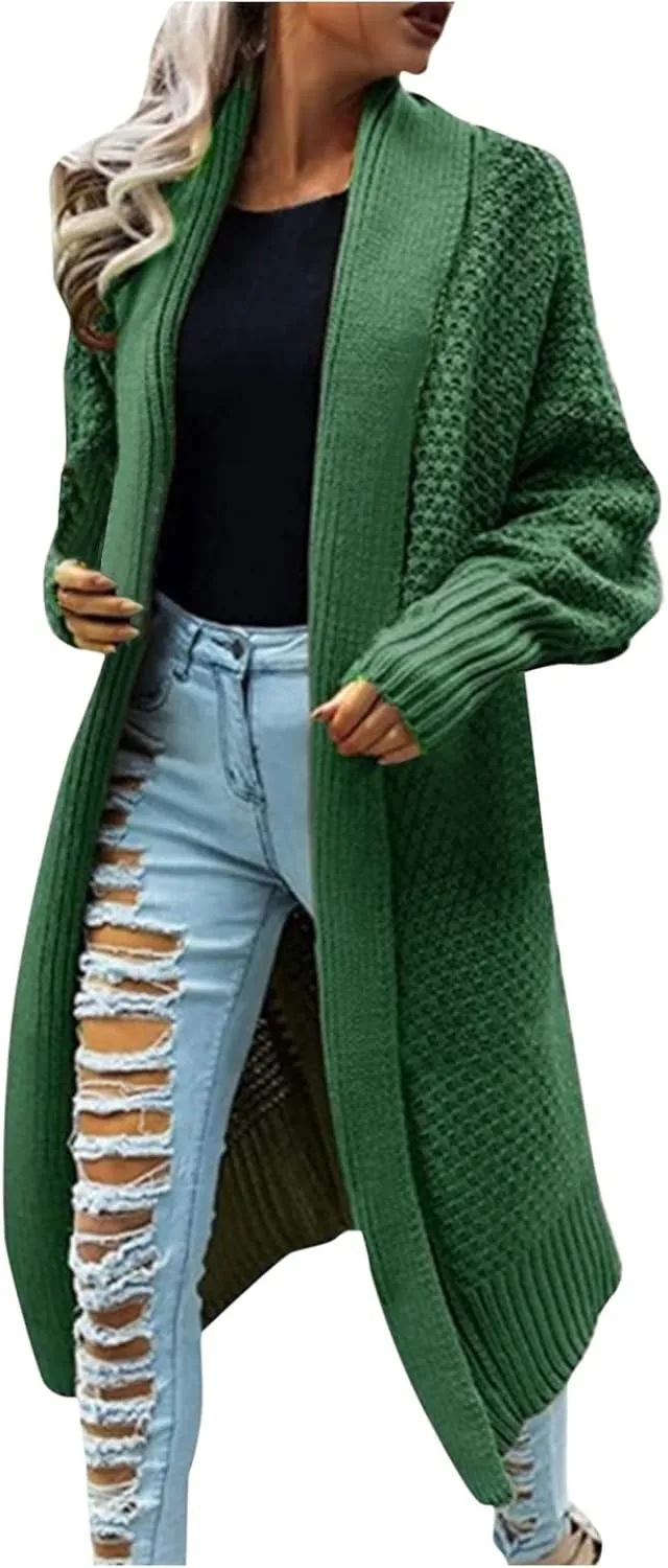 SHAOBGE Sweater Formal Coat Solid Solid Sweater Winter Long Knitted Pocket Loose Women Light Sweaters for Women Open