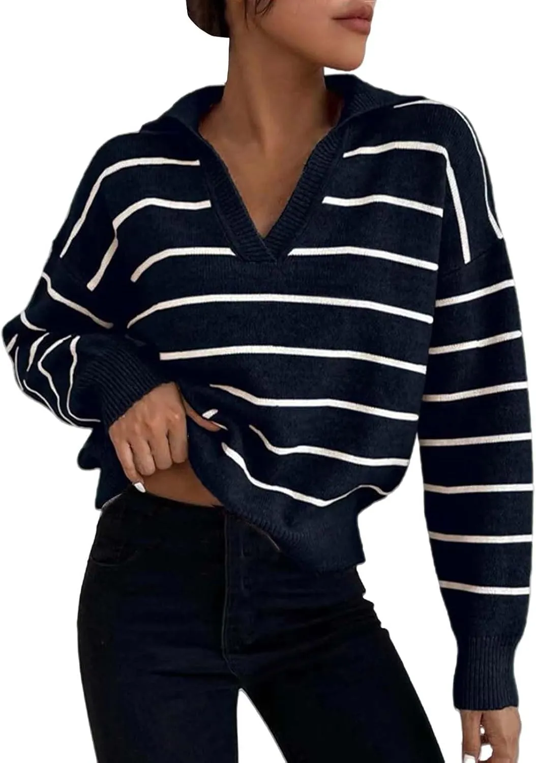 SHAOBGE Womens Sweaters Crop Half Zip Pullover Women Over Sized Sweaters Trendy Clothing for Women