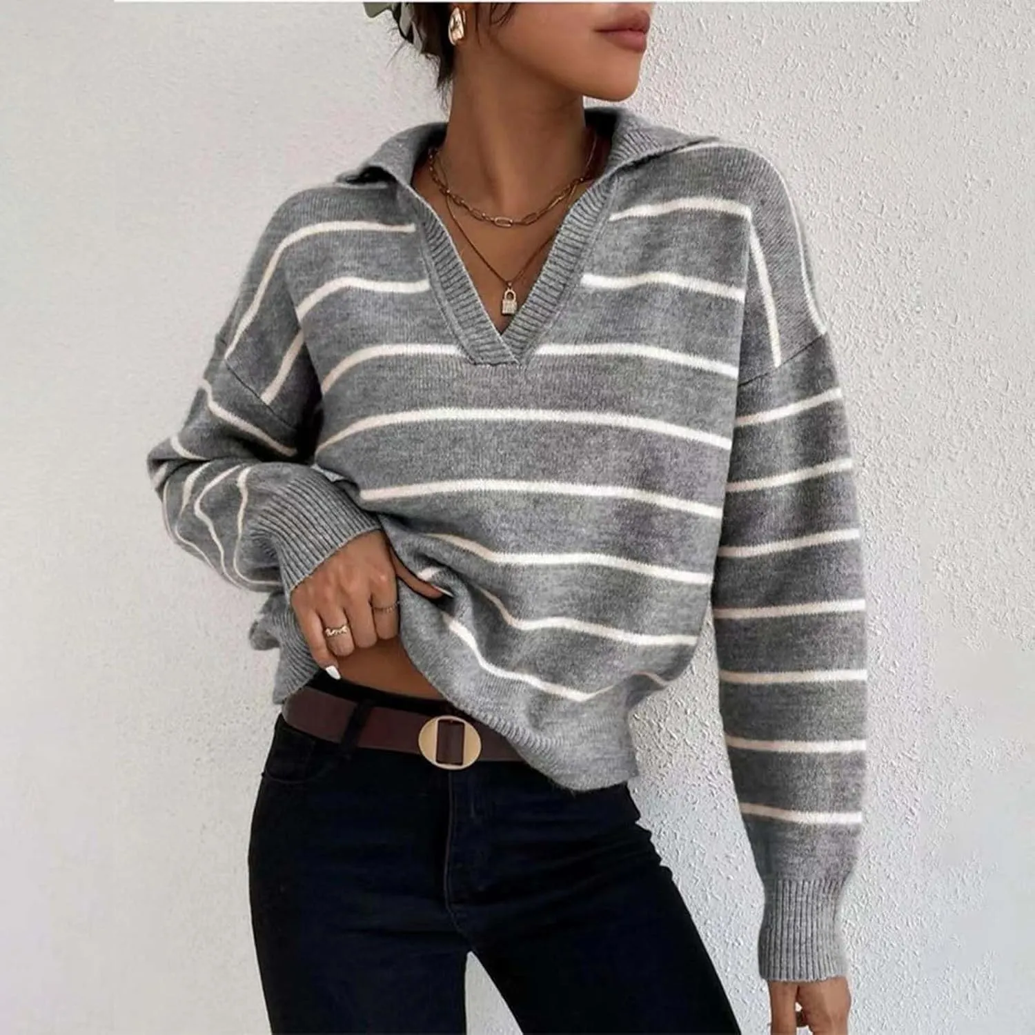 SHAOBGE Womens Sweaters Crop Half Zip Pullover Women Over Sized Sweaters Trendy Clothing for Women