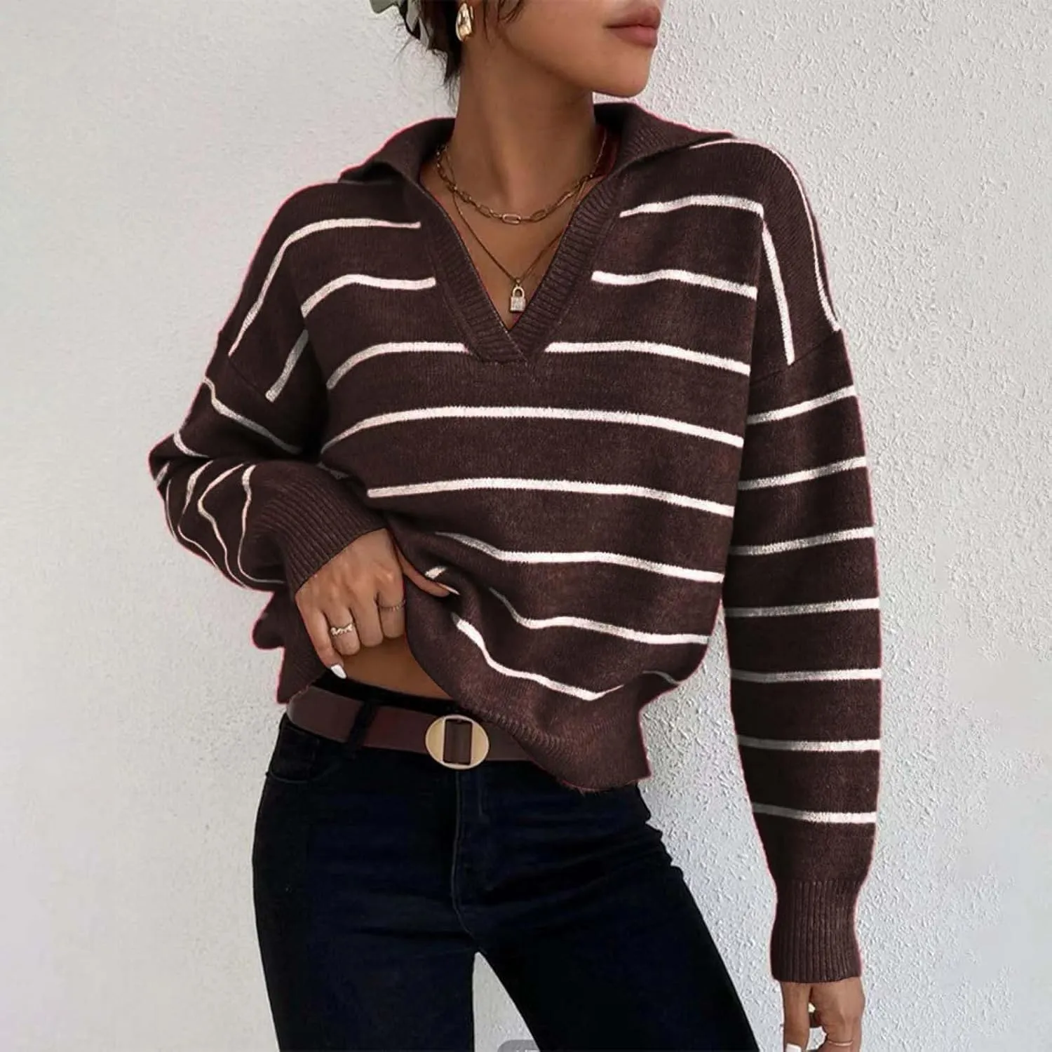 SHAOBGE Womens Sweaters Crop Half Zip Pullover Women Over Sized Sweaters Trendy Clothing for Women