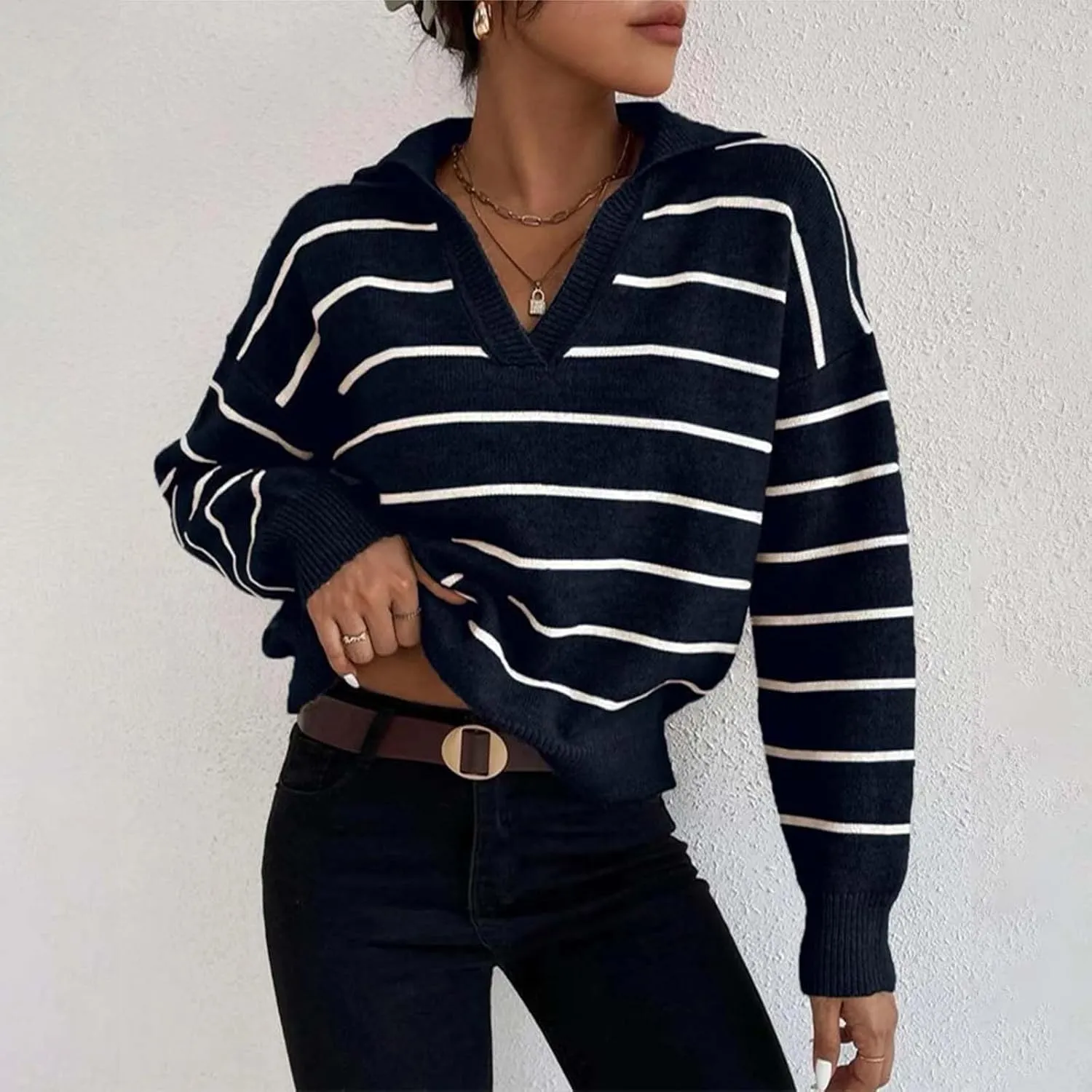 SHAOBGE Womens Sweaters Crop Half Zip Pullover Women Over Sized Sweaters Trendy Clothing for Women
