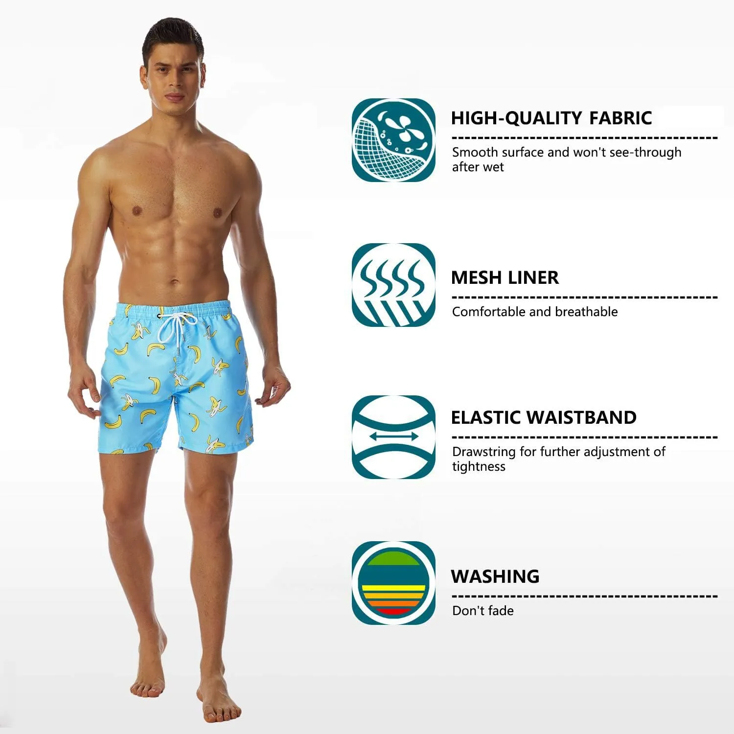 SILKWORLD Men's Swim Trunks Quick Dry Shorts with Pockets
