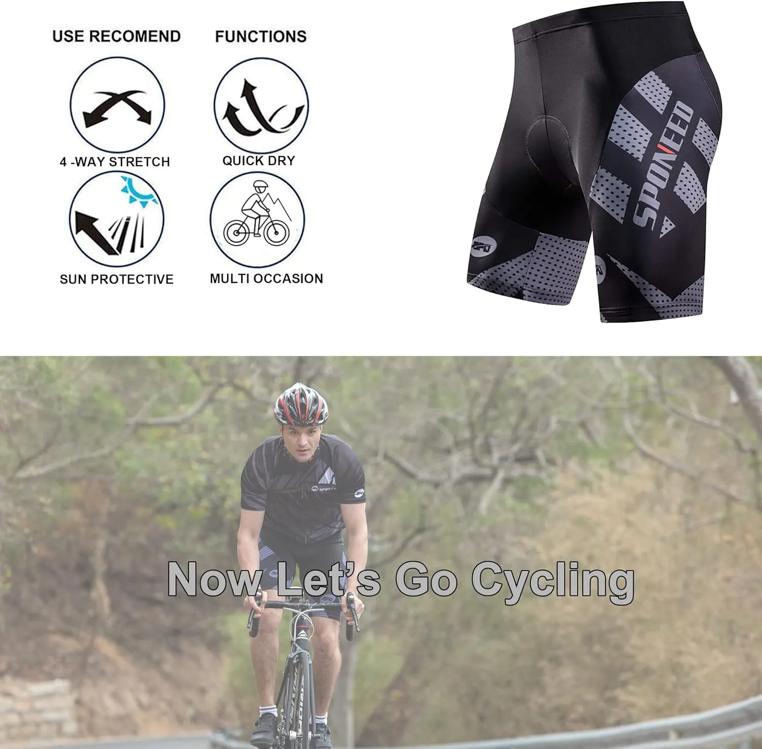 sponeed Cycling Jersey Short Sleeve Suits Men Bike Clothing Road Bicycle Shorts Padded Outfits