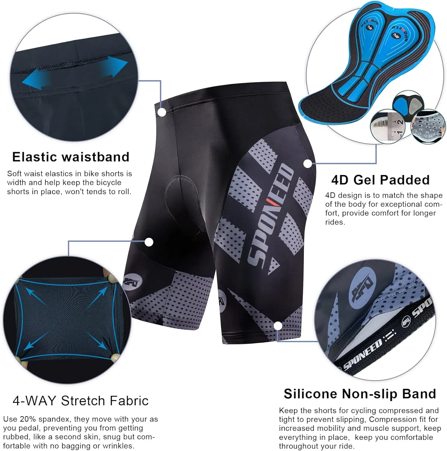 sponeed Cycling Jersey Short Sleeve Suits Men Bike Clothing Road Bicycle Shorts Padded Outfits
