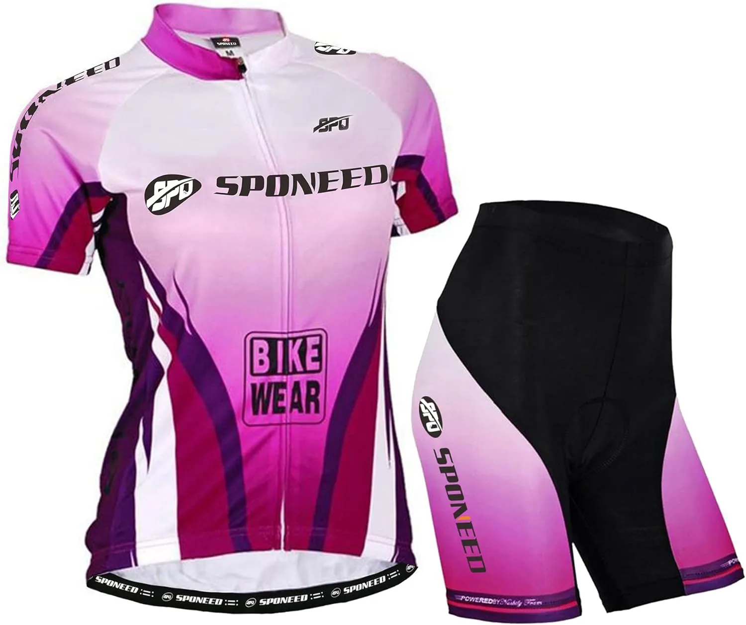 sponeed Women Bike Clothes Fashion Cycling Jersey and Shorts Set 3D Gel Short Sleeve
