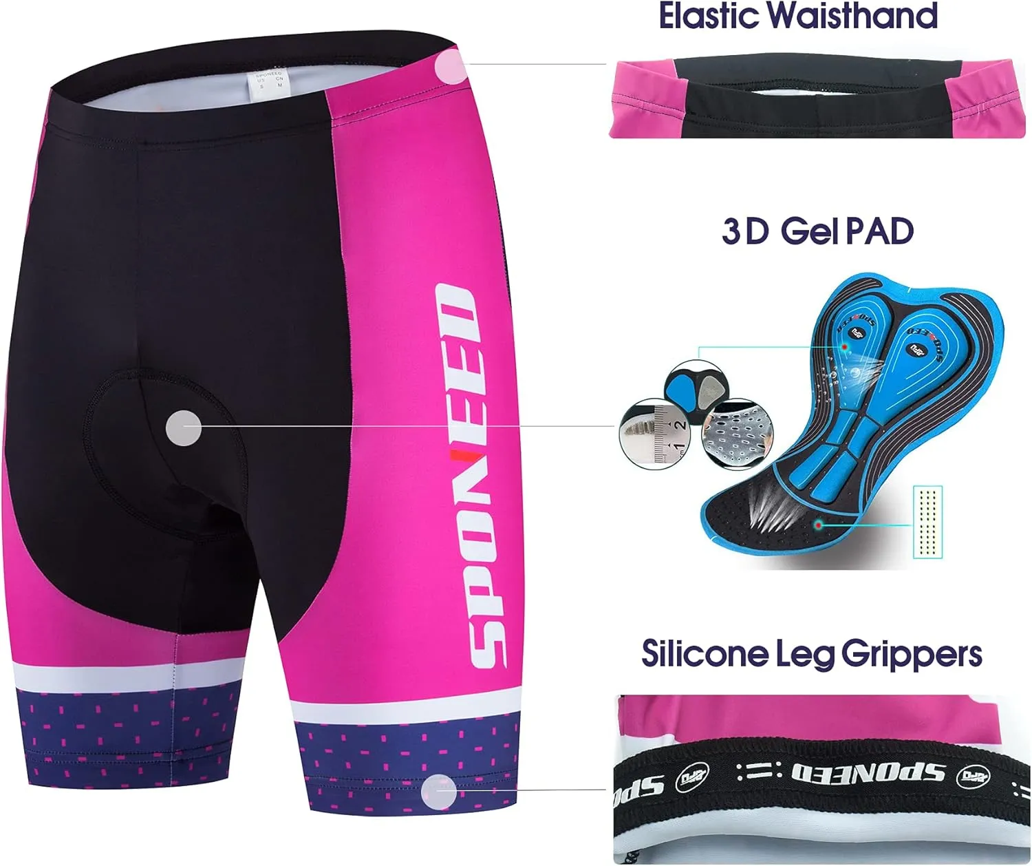 sponeed Women Bike Clothes Fashion Cycling Jersey and Shorts Set 3D Gel Short Sleeve