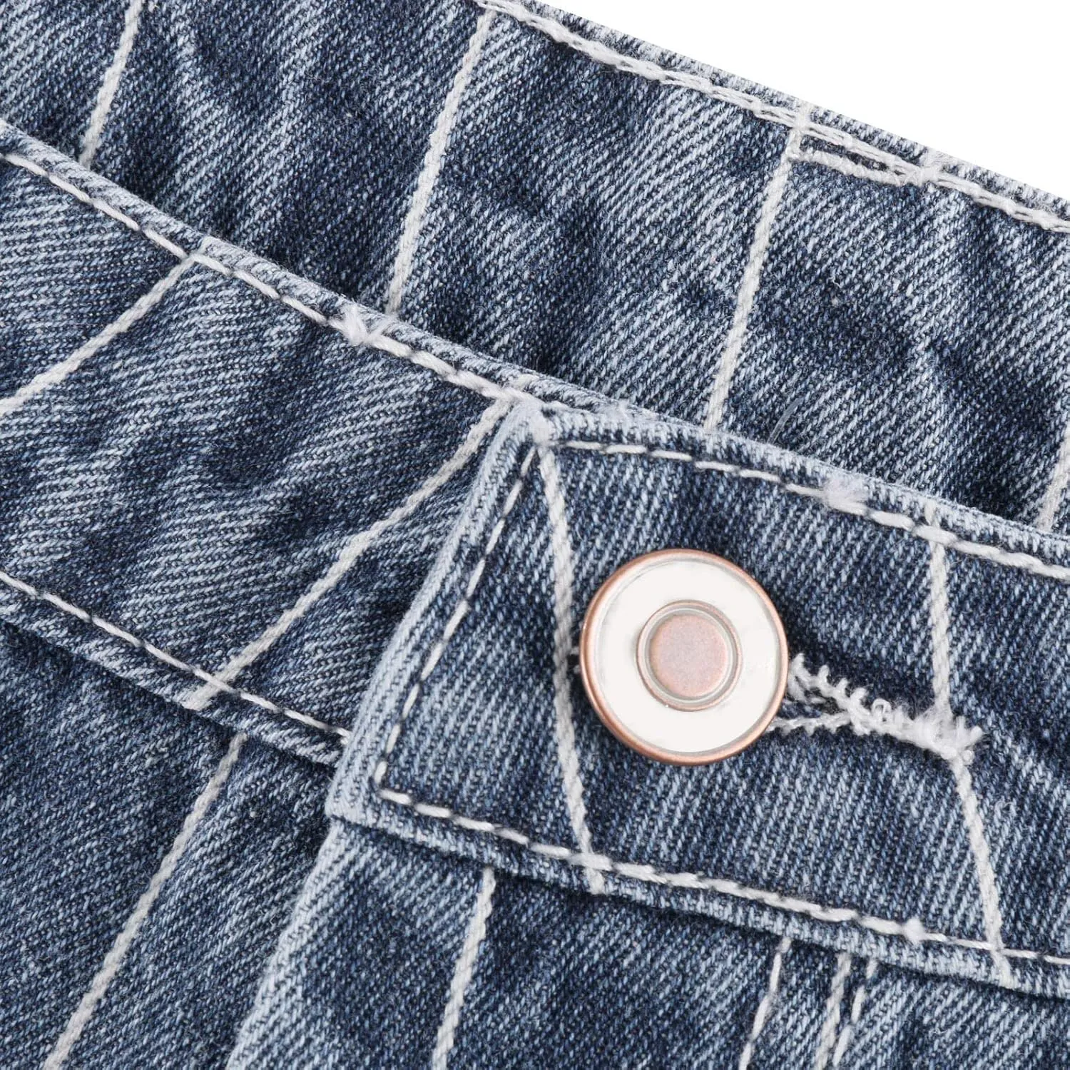 Striped Denim Shorts High Waisted Jeans Shorts for Women Junior Fashion Casual Denim Shorts Folded Roll Hem Jeans Shorts
