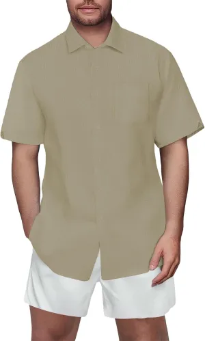 Summer Lapel Solid Color Short Sleeve Comfortable Men's Linen Shirt for Men Clothing Casual Spring Outfits